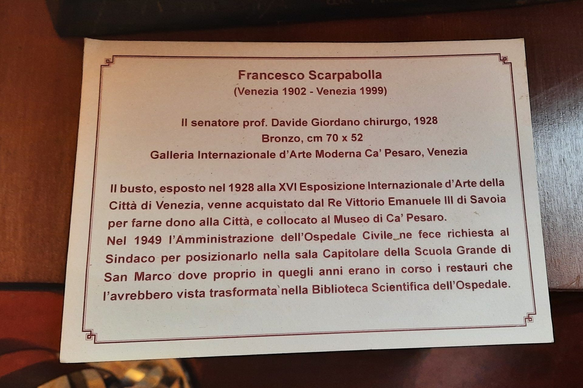 Davide Giordano's bust, Osp SS Giovanni e Paolo, Sc Gr San Marco, Venice - 04.jpg